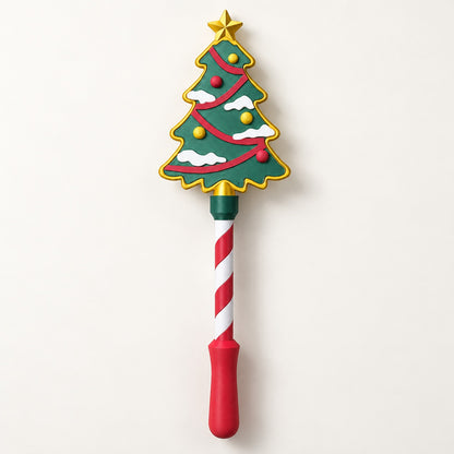 Christmas Tree Tap Wand with gold star, green tree topper and candy-cane handle